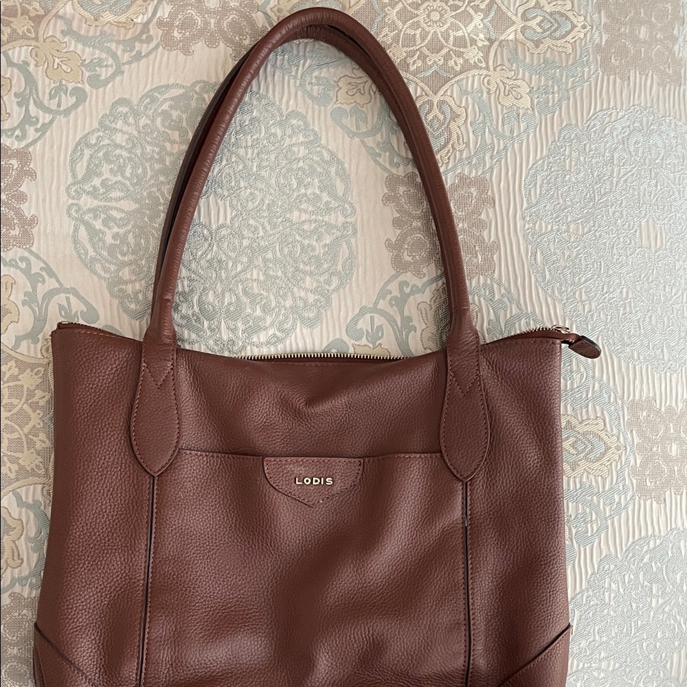 Lodis Chocolate Leather Tote